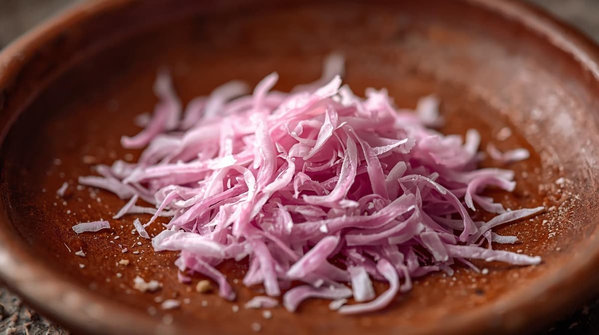 pink onion flakes