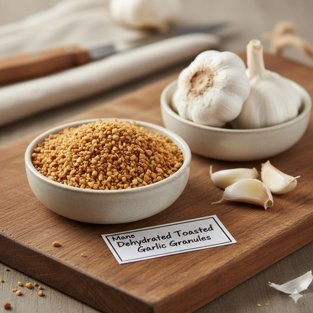 Dehydrated toasted garlic granules