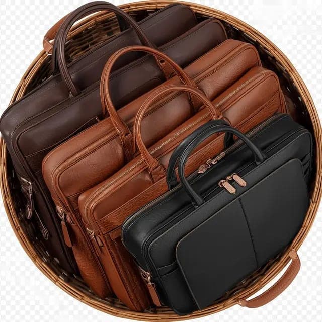 Assorted Executive Slim Leather Briefcases and Laptop Bags in Brown and Black