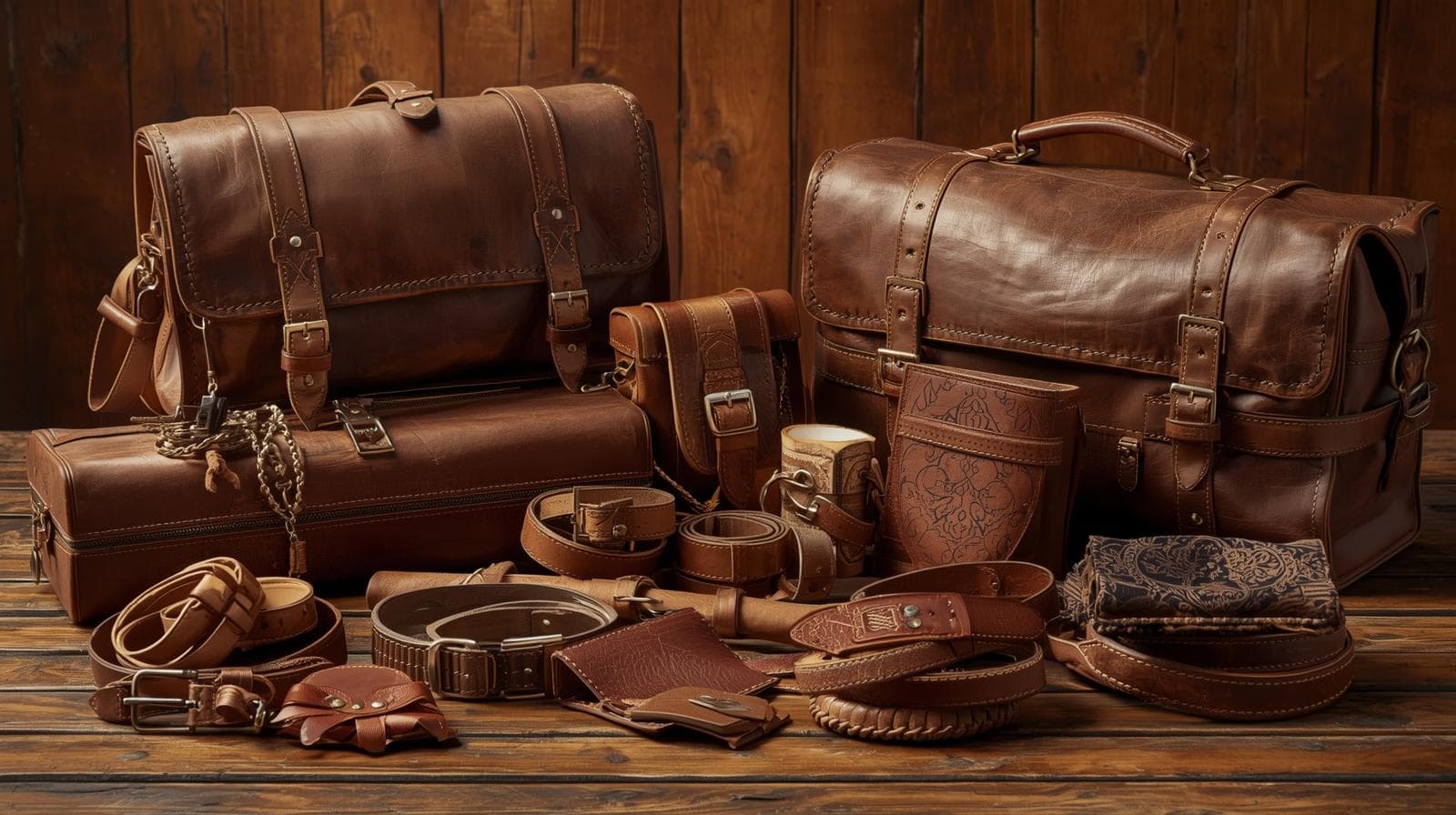 Premium Rustic Leather Goods: Bags, Belts, and Accessories for Global Trade